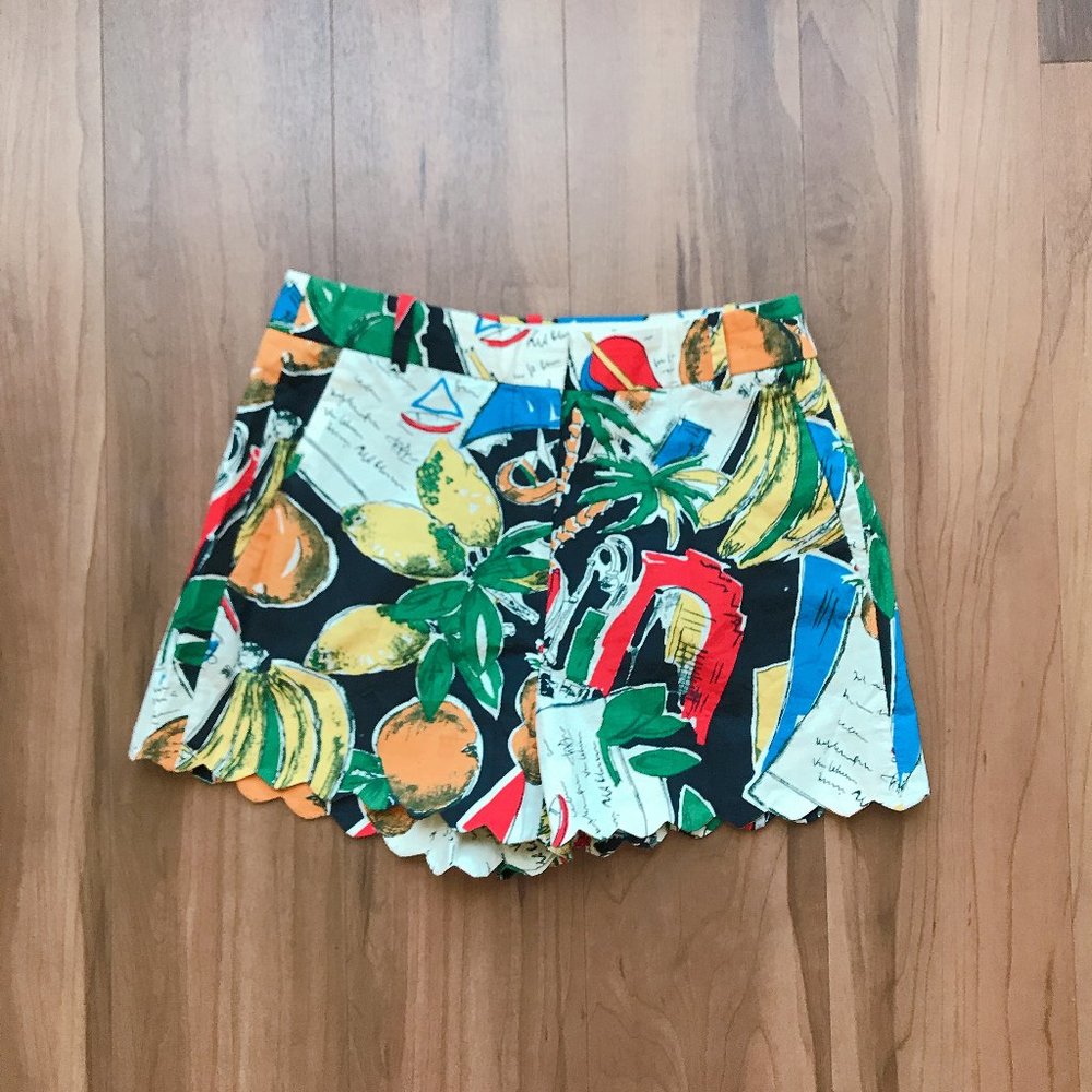 J. Crew Postcard Tropical Print Scallop Shorts